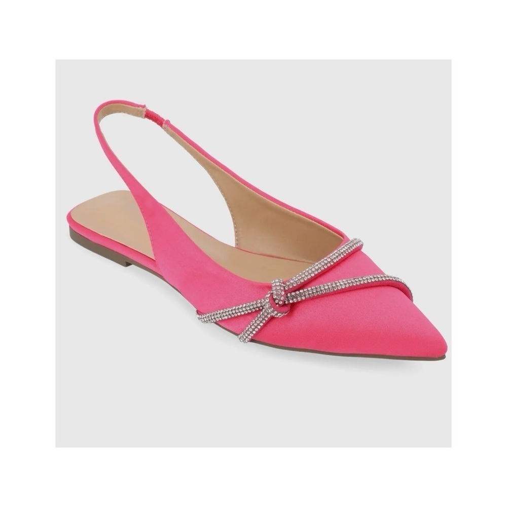 JOURNEE COLLECTION Rebbel Formal Slingback Flats Satin Sparkle in Pink 8